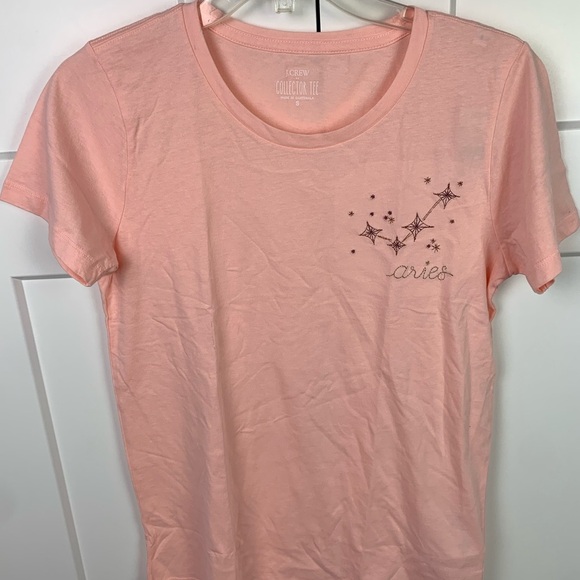 NWT J Crew Factory SMALL Aries zodiac graphic tee PINK Shirt Sleeve Celestial - Picture 2 of 6